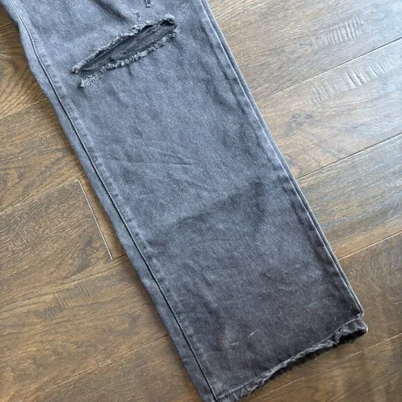 REFUGE DENIM BLACK RIPPED JEANS - Picture 2 of 5